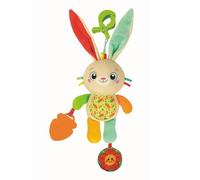 Clementoni Baby - Easy-Peasy Soft Bunny, Peluche de Viaje para niños a Partir de 0 Meses, sonajero crujiente con Colgante mordisco, Pinza para Cochecito y Coche, Lavable a máquina, 17622