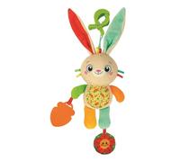 Clementoni Baby Easy-Peasy Soft Bunny, Peluche Sensorial de Conejito para Carrito y Cuna, Juguete Colgante para Bebé con Mordedor y Sonajero, Regalo Desde 0 Meses - 17622