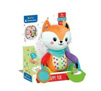 Clementoni Baby - Easy-Peasy Soft Fox, peluche de viaje para niños a partir de 0 meses, sonajero crujiente con colgante mordicchioso, pinza para cochecito de bebé y coche, lavable a máquina, 17623