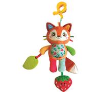 Clementoni Baby - Easy-Peasy Soft Fox, peluche de viaje para niños a partir de 0 meses, sonajero crujiente con colgante mordicchioso, pinza para cochecito de bebé y coche, lavable a máquina, 17623