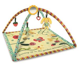 Clementoni Baby Happy Garden Activity Gym, Manta de Actividades Infantil con Arcos de Juego, Gimnasio de Suelo Sensorial para Bebés con Sonajeros y Espejo, Regalo Desde 0 Meses - 17972