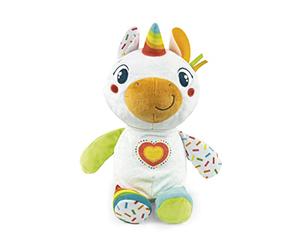 Clementoni Baby Laila Il Mio Unicorno, peluche interactivo y educativo, niños a partir de 6 meses, estimula el desarrollo multisensorial y lingüístico, lavable a máquina, idioma italiano, fabricado en