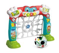 Clementoni Baby Tira e Marcador Goleador - Portería de fútbol para niños con balón, Centro de Actividades parlantes, Juego Educativo e Interactivo (en Italiano e inglés), niños 18 Meses, enseña los