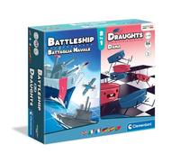Clementoni - Batalla Naval + Dama Mesa, Juego de Fiesta para Toda la Familia, 2 Jugadores, 6 años +, Made in Italy, Multicolor, 16305