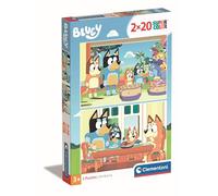 Clementoni - Bluey Supercolor Puzzle-Bluey-2 x 20 (Incluye 2 20 Piezas) Niños 3 Años, Puzzle Dibujos Animados, Made in Italy, Multicolor, 24807