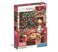 Clementoni - Christmas Collection Puzzle Christmas by The Fire - Rompecabezas Adulto de 1000 Piezas con Ilustración Navideña de Licencia Artística, Colección de Navidad - 37127