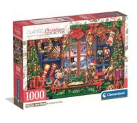 Clementoni - Christmas Collection Puzzle Robin and Holly Bushes - Rompecabezas Adulto de 1000 Piezas con Ilustración Navideña de Licencia Artística American Robin, Colección de Navidad - 37129