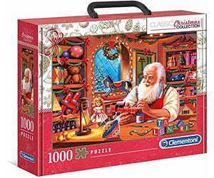 Clementoni- Christmas Collection-Santa Works-Valisette 1000 Piezas, Navidad, Fabricado en Italia, Puzzle Adulto, 39584, Multicolor