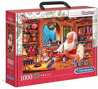 Clementoni Christmas Collection Santa Works-Valisette 1000 Piezas, Navidad, Fabricado en Italia, Rompecabezas para Adultos, Multicolor (39584)