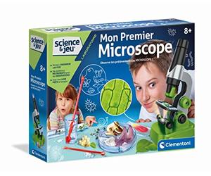 Clementoni - Ciencia Premier Microscopio-Juego Científico-Versión Francesa, Fabricado en Italia, 8 años y más, 52510, Multicolor, Centro