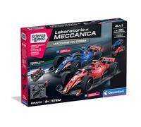 Clementoni Ciencia y Juego Laboratorio de Mecánica - Máquinas de Carreras 2 en 1, Juego de construcción para niños a Partir de 8 años, Descubre los principios de la ingeniería, Made in Italy, Idioma