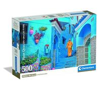 Clementoni Collection - Blue Street of Chefchaouen, Puzzle 500 Piezas para Adultos, Paisaje de la Ciudad Azul de Marruecos, Materiales Sostenibles, 49 x 36 cm