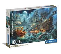 Clementoni - Batalla de Piratas - Puzzle de 1000 Piezas para Adultos, Ilustración Multicolor ㅤ