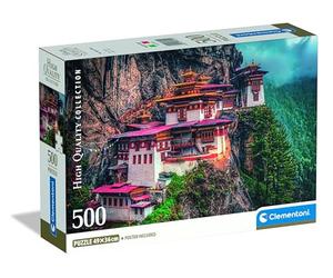 Clementoni Collection - The Tiger's Nest, Puzzle 500 Piezas para Adultos, Paisaje de Monasterio del Himalaya, Materiales Sostenibles, 49 x 36 cm