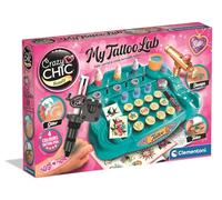 Clementoni Crazy Chic - My Tattoo Lab, Juegos creativos para niños de 6+ años, kit para crear tatuajes temporales personalizados, colores brillantes, plantillas y accesorios, 18260