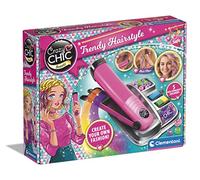 Clementoni - Crazy Chic-Trendy Hairstyle-Color Plate for Hair Decoration, Chalk Comb, Creative Play Girl 6 Years, Multilingual, 18750
