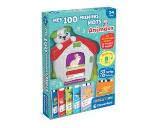 Clementoni - Cuchillo 100 Premiers Mots Bilingues Les Animaux - 2-4 Ans - Jeu éducatif Enfant français Anglais avec Cartes interactives et Lecteur sonore, Apprentissage vocabulario, Jouet Fille garçon