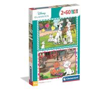 Clementoni Puzzles Disney Classics SuperColor - Pack 2x60 piezas, 4+ Aristogatos y 101 Dálmatas