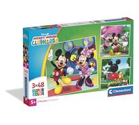 Clementoni - Disney Mickey Mouse Clubhouse Super Color - Pack de 3 Puzzles de 48 Piezas para Niños, Edad 4+, Imágenes de Alta Definición, Materiales Sostenibles, 32 x 22 cm