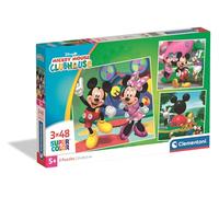 Clementoni - Disney Mickey Mouse Clubhouse Super Color - Pack de 3 Puzzles de 48 Piezas para Niños, Edad 4+, Imágenes de Alta Definición, Materiales Sostenibles, 32 x 22 cm