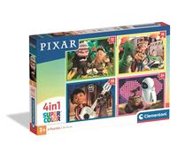 Clementoni - Disney Pixar Super Color 4 en 1 - Set de Puzles Infantiles con Dificultad Progresiva (12, 16, 20 y 24 Piezas), Edad 3+, Toy Story, Coco, Up y Wall-E, 21754