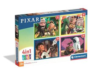 Clementoni - Disney Pixar Super Color 4 en 1 - Set de Puzles Infantiles con Dificultad Progresiva (12, 16, 20 y 24 Piezas), Edad 3+, Toy Story, Coco, Up y Wall-E, 21754