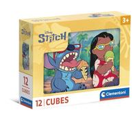 Clementoni - Disney Stitch Cubos para Niños - Set de 12 Cubos, 6 Imágenes en 1, Línea Play for Future 100% Sostenible, Edad 3+, Fabricado en Italia, 41347