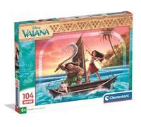 Clementoni - Disney Vaiana Super Puzzle - Rompecabezas Infantil de 104 Piezas con Ilustración de Vaiana y Maui en Alta Mar, Desde 6 Años - 27239
