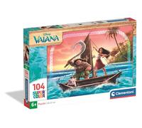Clementoni - Disney Vaiana Supercolor Puzzle - Rompecabezas Infantil de 104 Piezas con Ilustración de Vaiana y Maui Navegando en el Mar, Desde 6 Años - 27237