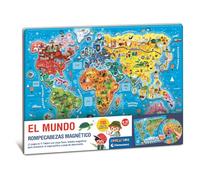Clementoni - Education, El Mundo Rompecabezas Magnético, Mapa Físico y Político con Juego de Observación, 110 Tarjetas Magnéticas, Edad 6-10 años, 55659