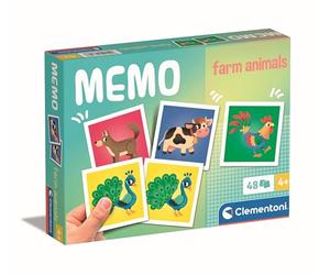 Clementoni Educational Game Memo Pocket Farm Animals 48 Tiles - Game For Children 3-5 Years, Flash Card Games, Learning Logical Thinking, 2 Players, Gift For Boy/Girl, Cartoon, Made In Italy, 18316