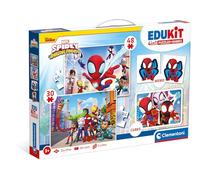 Clementoni - Juego educativo Edukit 4en1 Marvel Spidey, puzzles 30/48 pz, memoria y 6 cubos 3-5 años