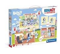 Clementoni - Edukit 4 In 1 Bluey - Juego Educativo Que Incluye Dos Puzzle Infantil De 30 Y 48 Piezas, Juego De Memoria Y 6 Cubos De Tus Personajes Favoritos, Juguete 3-5 Años, Made In Italy, 18320