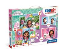 Clementoni Edukit Gabby's Dollhouse 4 en 1 - Colección de Juegos para niños preescolares a Partir de 3 años, Incluye 2 Rompecabezas, Juego de memo y Rompecabezas de Dados, (18319)