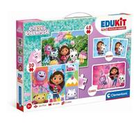 Clementoni Edukit Gabby's Dollhouse 4 en 1 - Colección de Juegos para niños preescolares a Partir de 3 años, Incluye 2 Rompecabezas, Juego de memo y Rompecabezas de Dados, (18319)
