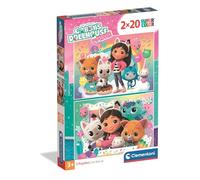 Clementoni - Gabby's Dollhouse Super Color - Pack de 2 Puzzles de 20 Piezas para Niños, Edad 3+, Escenas de The Movie, Materiales Sostenibles, 27 x 19 cm, 24832