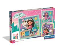 Clementoni - Gabby's Dollhouse Super Color - Pack de 3 Puzzles de 48 Piezas para Niños, Edad 4+, Imágenes de The Movie, Materiales Sostenibles, 32 x 22 cm