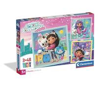 Clementoni - Gabby's Dollhouse Super Color - Pack de 3 Puzzles de 48 Piezas para Niños, Edad 4+, Imágenes de The Movie, Materiales Sostenibles, 32 x 22 cm