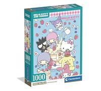 Clementoni Puzzle Hello Kitty 1000 piezas para adultos, collage icónico, alta definición, 70x50 cm