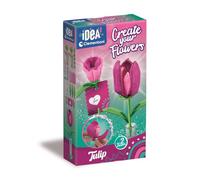 Clementoni Idea - Create Your Flowers, kit creativo para componer flores, niños a partir de 8 años, con 2 tulipanes de papel para montar y personalizar, idea de regalo de juego, fabricado en Italia