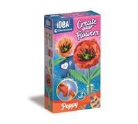 Clementoni Idea - Create your Flowers Poppy, kit creativo para hacer 2 amapolas de papel crepé, juego creativo para niños de 7 + años, fabricado en Italia, 18345