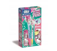 Clementoni Idea - Create Your Pens Hello Kitty y My Melody, Mini Lab Bolígrafos Personalizables para niños a Partir de 6 años, Kit Creativo con 2 bolígrafos para Decorar y Personajes, 18433