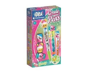 Clementoni Idea - Create Your Pens Sweety, Kit Creativo para niños a Partir de 6 años, 3 bolígrafos Personalizables con Decoraciones, Actividades artísticas y Manualidades, 18394