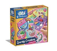 Clementoni - Idea-Sparkly Creations-Fantasy Painting, Diamond Art, Kit de Arte, Taller Gemas, Juego Creativo Niños 7 Años, Color Multilingüe, 18746