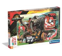 Clementoni - Jurassic World Rebirth Super Color Maxi - Puzzle Infantil de 24 Piezas Extragrandes, Edad 3+, Imágenes de Dinosaurios, Materiales Sostenibles, 62 x 42 cm, 24835