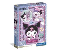 Clementoni - Kuromi Panorama Puzzle - Rompecabezas de 1000 Piezas, Edad 14+, Diseño Estilo Collage con Corazones y Arcoíris, 70 x 50 cm, Incluye Póster, 37120