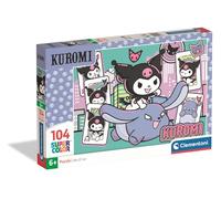 Clementoni - Kuromi Super Color - Puzzle Infantil de 104 Piezas, Edad 6+, Diseño Kawaii de Sanrio con Cartas y Ciudad, 38 x 27 cm, 25028