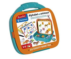Clementoni | Maletín magnético del Alfabeto y los Animales de 3 a 5 años | Letras magnéticas, Pizarra borrable, Incluye Libro de Aprendizaje, Actividad de Aprendizaje Montessori, Juego de guardería