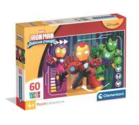 Clementoni - Marvel Iron Man and His Awesome Friends - Puzzle Infantil Super Color, 60 Piezas, Rompecabezas para niños de 4+ años, Colores Vibrantes, Desarrollo lógico y Manual, 33,5 x 23,5 cm, 26313