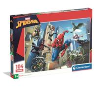 Clementoni - Marvel Spider-Man Super Color - Puzzle Infantil de 104 Piezas, Edad 6+, Escena de Acción con Spider-Verse y Villanos, 48,5 x 33,5 cm, 25014